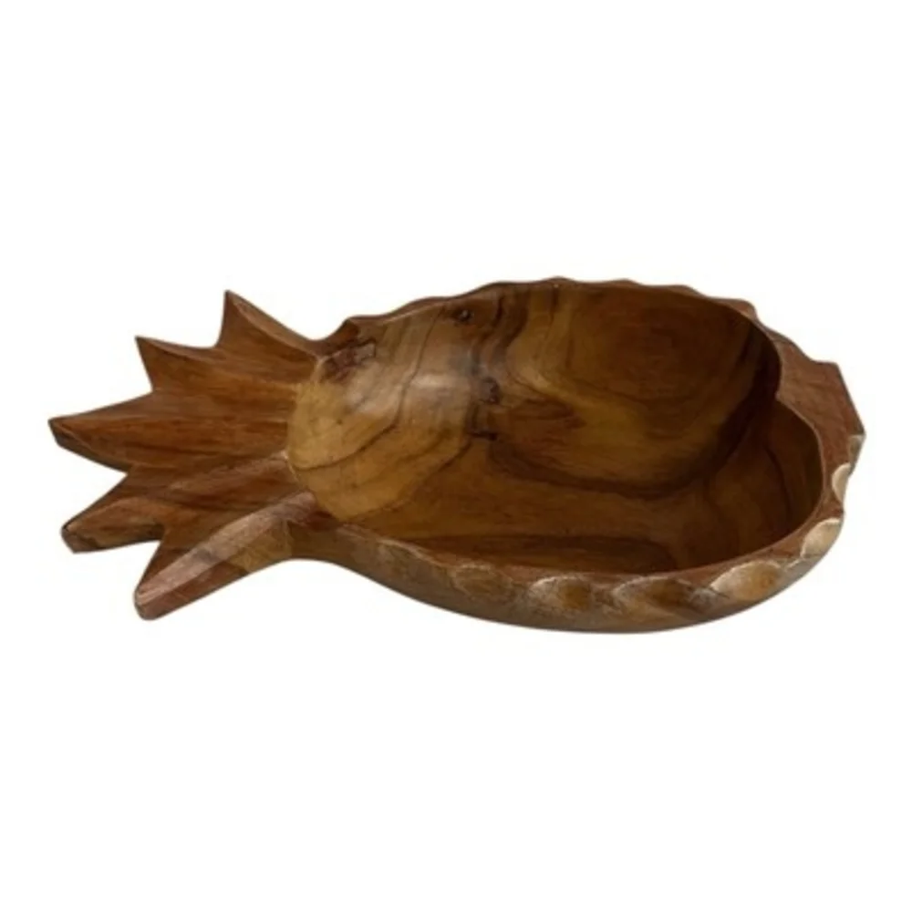 Large Decorative Wooden Pineapple-Shaped Bowl Serving Bowl 16